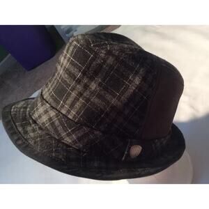 Ben Sherman Hat Fedora Gray Plaid Wool Blend L/XL